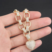 Load image into Gallery viewer, Cubic Zirconia Heart Pendant Necklace and Bracelet Fashion Jewelry Set