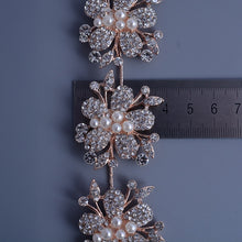 Load image into Gallery viewer, Rose Gold Clear Simulated Pearls Crystal Flowers Bridal Tiara-Crown