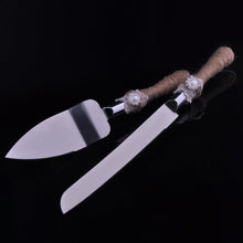 Load image into Gallery viewer, Shabby Chic Wedding Flutes and Server Set-Bridal Glasses