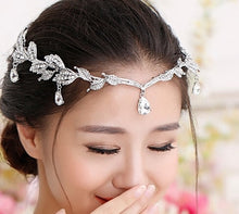 Load image into Gallery viewer, Vintage Crystal Bridal Hair Accessory for Bride - Wedding Rhinestone Waterdrop Leaf Tiara Crown