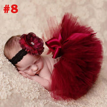 Load image into Gallery viewer, Princess Cranberry Tutu with Vintage Headband Newborn Photography Prop Tutu Skirt Baby Shower Gift TS078