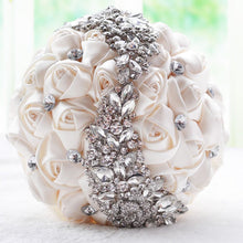 Load image into Gallery viewer, FauxBridalBouquetwithRibbonsandRhinestonesatTheEventLadyStore