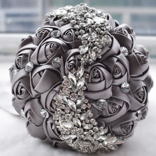 Load image into Gallery viewer, Crystal Jewelry Adorned Wedding Ribbon Bouquet