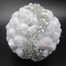 Load image into Gallery viewer, Crystal Jewelry Adorned Wedding Ribbon Bouquet