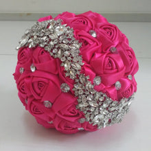 Load image into Gallery viewer, Crystal Jewelry Adorned Wedding Ribbon Bouquet