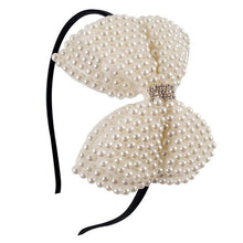 Load image into Gallery viewer, Boutique White Pearl-Rhinestone Hair Bows and Hairbands for Girls-Headband Kids Hair Accessories
