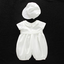 Load image into Gallery viewer, Baby Boy Baptism outfit- white Christening baby set with hat