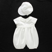 Load image into Gallery viewer, Baby Boy Baptism outfit- white Christening baby set with hat
