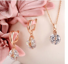 Load image into Gallery viewer, High Quality 2pcs Necklace Earring Jewelry Set Gold Color Alloy Round Crystal Women Jewelry Sets
