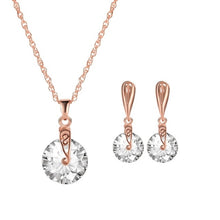 Load image into Gallery viewer, High Quality 2pcs Necklace Earring Jewelry Set Gold Color Alloy Round Crystal Women Jewelry Sets