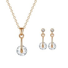 Load image into Gallery viewer, High Quality 2pcs Necklace Earring Jewelry Set Gold Color Alloy Round Crystal Women Jewelry Sets