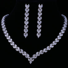 Load image into Gallery viewer, Exquisite Cubic Zirconia Bride's Jewelry Set of Necklace and Earrings