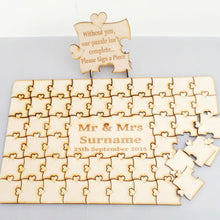 Load image into Gallery viewer, Custom Made Personalized Rectangular Wood Wedding Puzzle-Guest Book Alternative