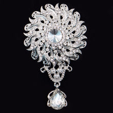 Load image into Gallery viewer, Regalia Rhinestone Silver-Gold Crystal Water Drop Bridal Brooches