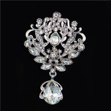 Load image into Gallery viewer, Regalia Rhinestone Silver-Gold Crystal Water Drop Bridal Brooches