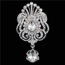 Load image into Gallery viewer, Regalia Rhinestone Silver-Gold Crystal Water Drop Bridal Brooches