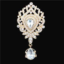Load image into Gallery viewer, Regalia Rhinestone Silver-Gold Crystal Water Drop Bridal Brooches