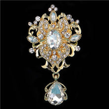 Load image into Gallery viewer, Regalia Rhinestone Silver-Gold Crystal Water Drop Bridal Brooches