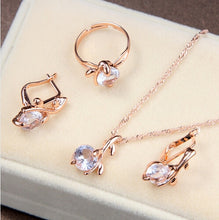 Load image into Gallery viewer, High Quality 2pcs Necklace Earring Jewelry Set Gold Color Alloy Round Crystal Women Jewelry Sets