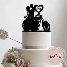 Load image into Gallery viewer, Motorcycle Couple - Mr and Mrs Biker Wedding Cake Top - Wedding Cake Topper