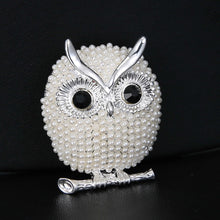Load image into Gallery viewer, Darling Little Pearl Owl Brooch-Special Wedding Jewelry-Accessory-Gift