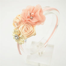 Load image into Gallery viewer, Ribbon Rose and Crystal Hair Band-Headbands got Flower Girls-Hair Accessories