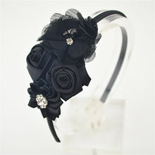 Load image into Gallery viewer, Ribbon Rose and Crystal Hair Band-Headbands got Flower Girls-Hair Accessories