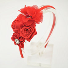 Load image into Gallery viewer, Ribbon Rose and Crystal Hair Band-Headbands got Flower Girls-Hair Accessories