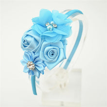 Load image into Gallery viewer, Ribbon Rose and Crystal Hair Band-Headbands got Flower Girls-Hair Accessories