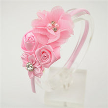 Load image into Gallery viewer, Ribbon Rose and Crystal Hair Band-Headbands got Flower Girls-Hair Accessories