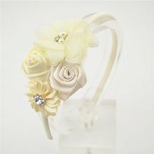 Load image into Gallery viewer, Ribbon Rose and Crystal Hair Band-Headbands got Flower Girls-Hair Accessories