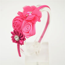 Load image into Gallery viewer, Ribbon Rose and Crystal Hair Band-Headbands got Flower Girls-Hair Accessories
