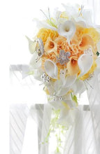 Load image into Gallery viewer, Cala Lily Waterfall Silk Wedding Bouquet Bride with Bridal Jewelry