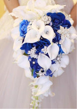 Load image into Gallery viewer, Cala Lily Waterfall Silk Wedding Bouquet Bride with Bridal Jewelry
