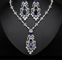 Load image into Gallery viewer, Top Quality Royal Cubic Zirconia Big Statement Earring Necklace Set-Evening-Jewelry