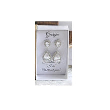 Load image into Gallery viewer, Drop Cubic Zirconia Earrings Gift for Brides Bridesmaids Wedding Quince-Personalized Box