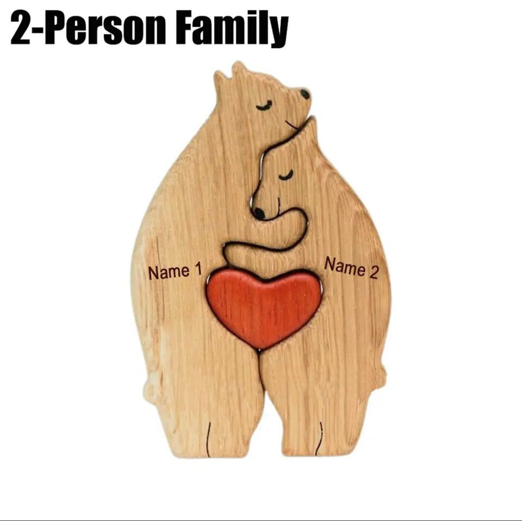 Personalized Bear Family Wooden Art Puzzle - A Family Gift