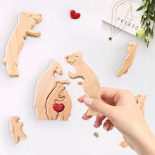 Load image into Gallery viewer, Personalized Bear Family Wooden Art Puzzle - A Family Gift
