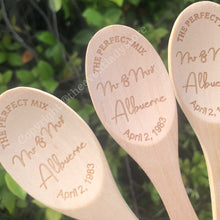 Load image into Gallery viewer, The Perfect Mr and Mrs Personalized Keepsake Wood Spoon
