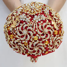 Load image into Gallery viewer, Super Luxurious Crystal Brooch Adorned Silk Ribbon Bouquet
