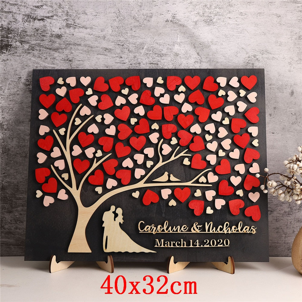 Personalized Tree Heart Design Wedding Guest Book Sign-In Frame