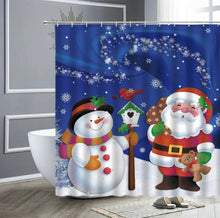 Load image into Gallery viewer, Holiday - Christmas Shower Curtain - Santa-Moose- Snowman
