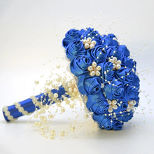 Load image into Gallery viewer, Beautiful Ribbon Flowers Bouquets Beaded with Stunning Faux Pearls

