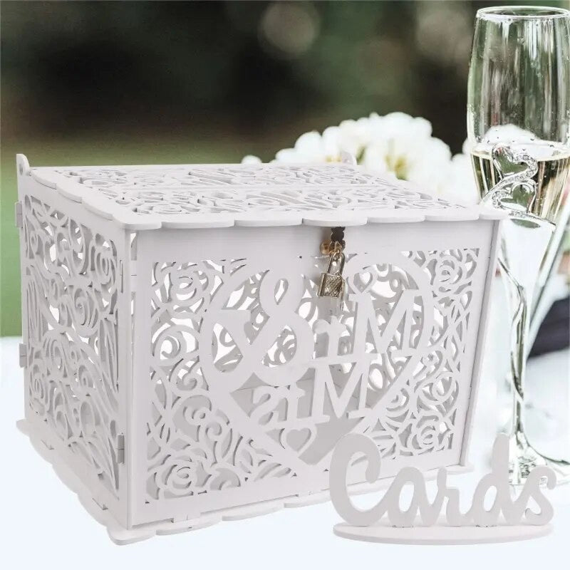 Just Married White Wedding Gift Card Box