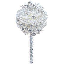 Load image into Gallery viewer, Luxury Full Satin Ribbon and Crystal Jeweled-Adorned Boutonniere
