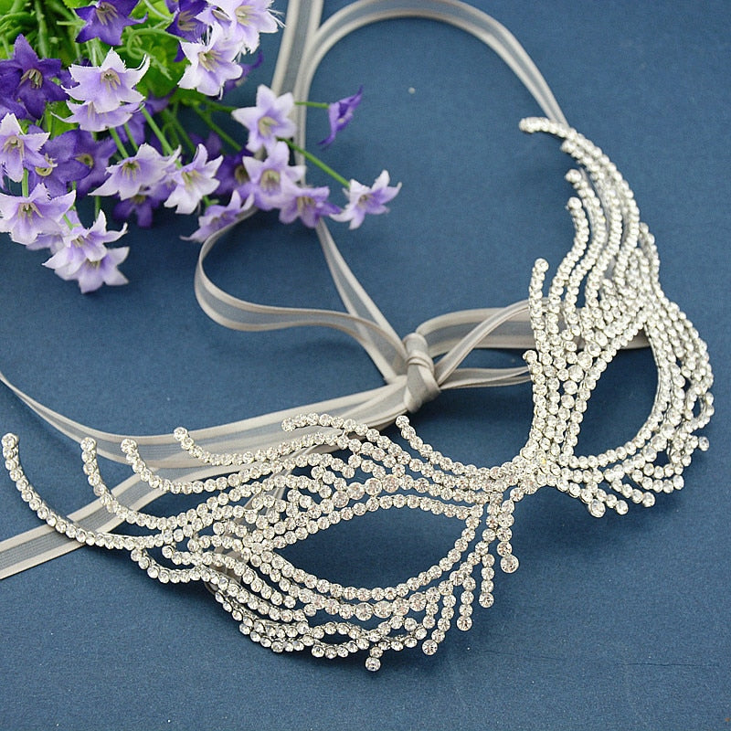 Rhinestone Masquerade Theme Mask for Parties and Special Event Quinceaneras