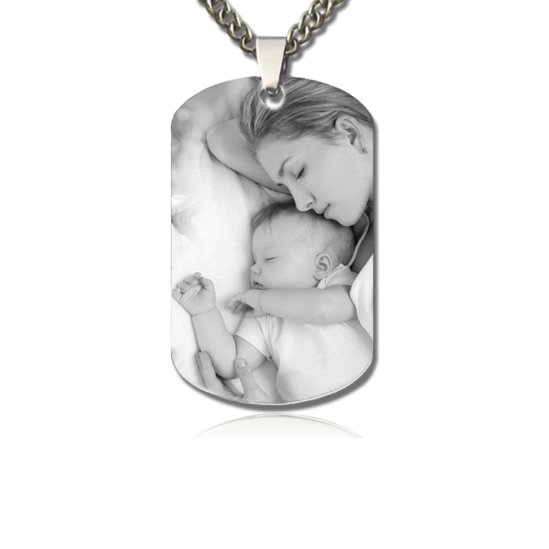 Custom Made-Titanium Steel Photo Medallion Pendant Necklace-Personalized Jewelry-Wedding Gift