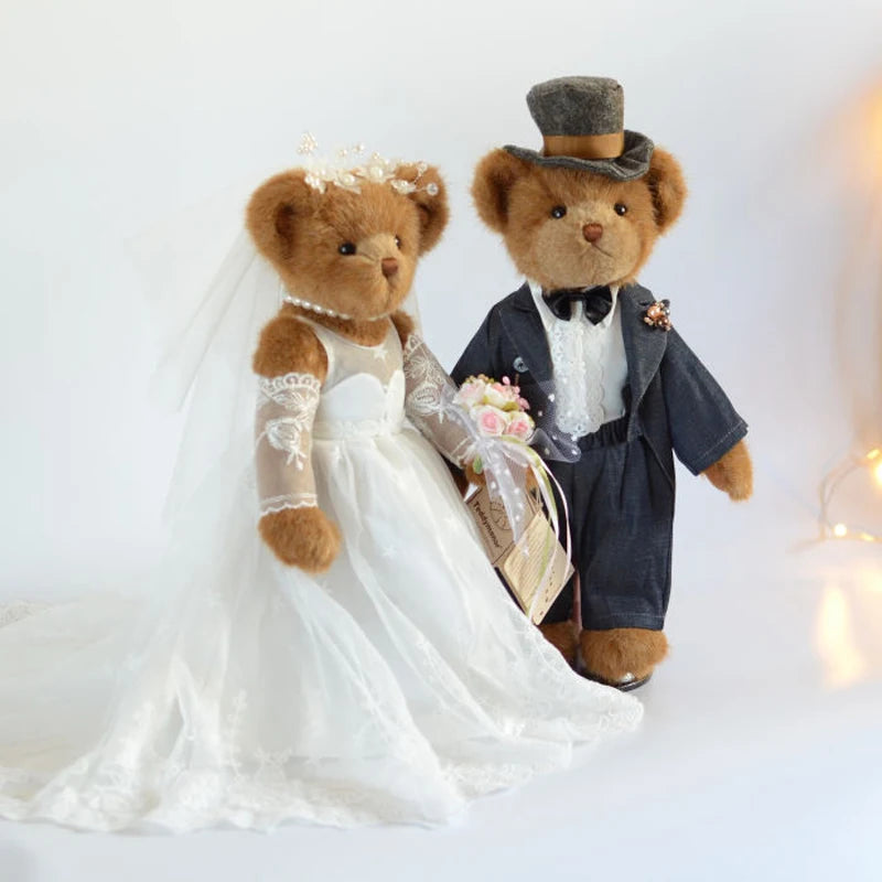 Wedding Couple Teddy Bears With Hearts Factory Direct High Quality