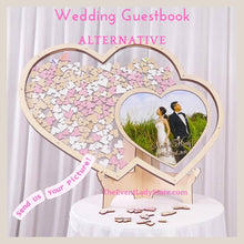 Load image into Gallery viewer, Personalized Customized Double Love Heart Photo Sign-in Wish Drop Frame - Wedding Guestbook Option
