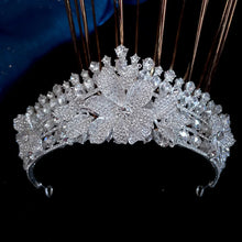 Load image into Gallery viewer, Silver Color Rhinestone Crystal Bridal Tiaras-Crowns- For Brides or Quinceaneras
